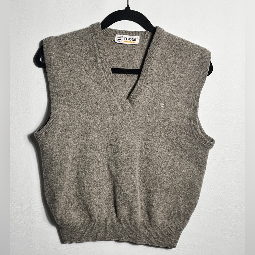 Tootal Lambswool Vintage Men's Tan/Gray Sweater Vest Large